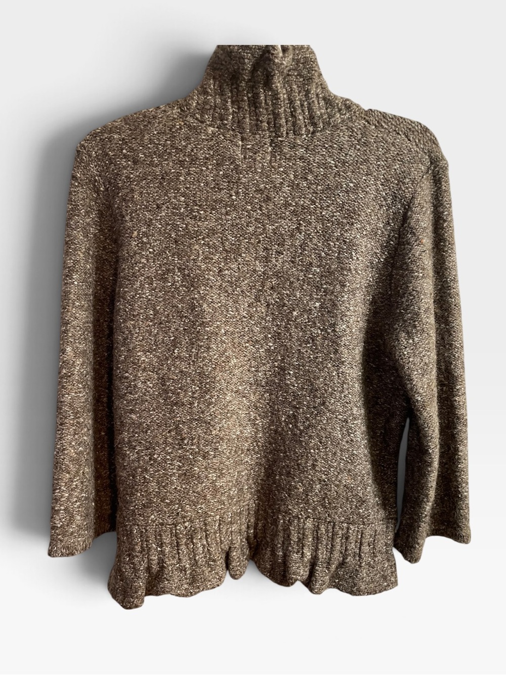 Ruby Rd Brown Ruffle Open Front Cardigan Sweater L Boho Textured Knit - Picture 3 of 4